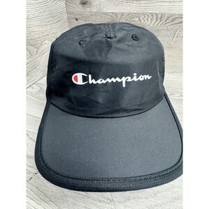 Champion Cap Hat Adjustable Size Runners Joggers Packable Black